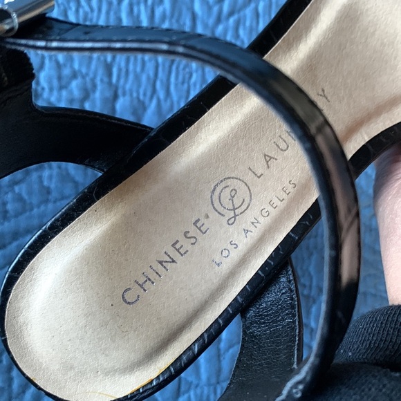 Chinese Laundry Black Strappy Crocodile Sandals Shoe‎ Size 9.5 - Picture 11 of 14